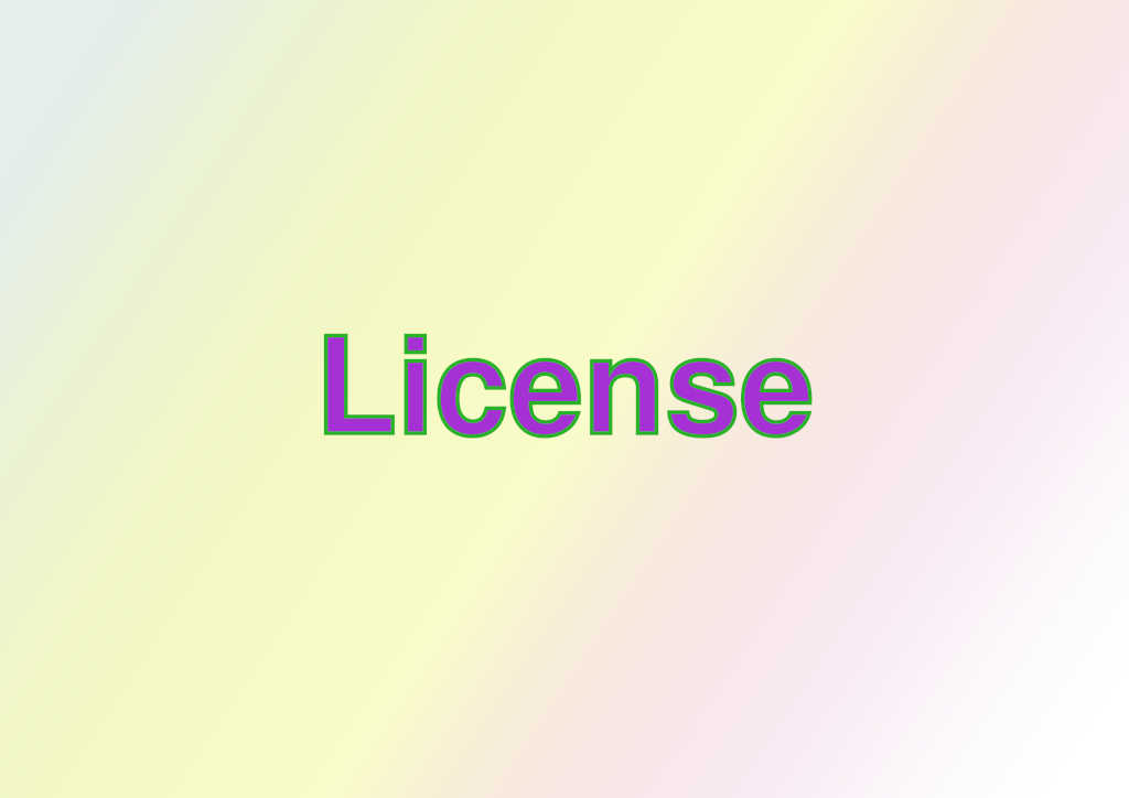 Purple text that says License